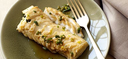 Ginger-steamed cod fillets