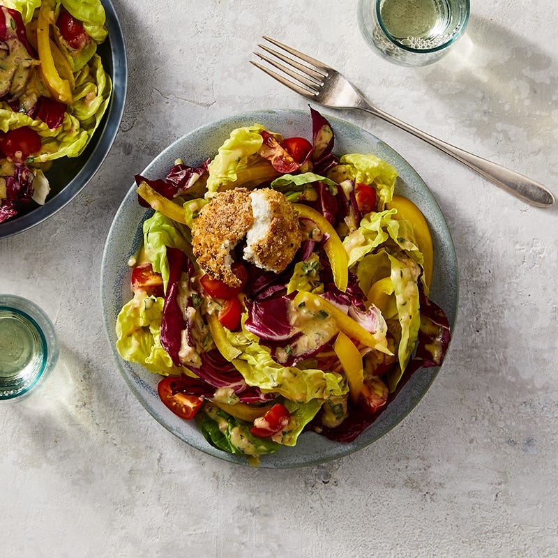 Spring Salad with Warm Goat Cheese & Dijon Vinaigrette