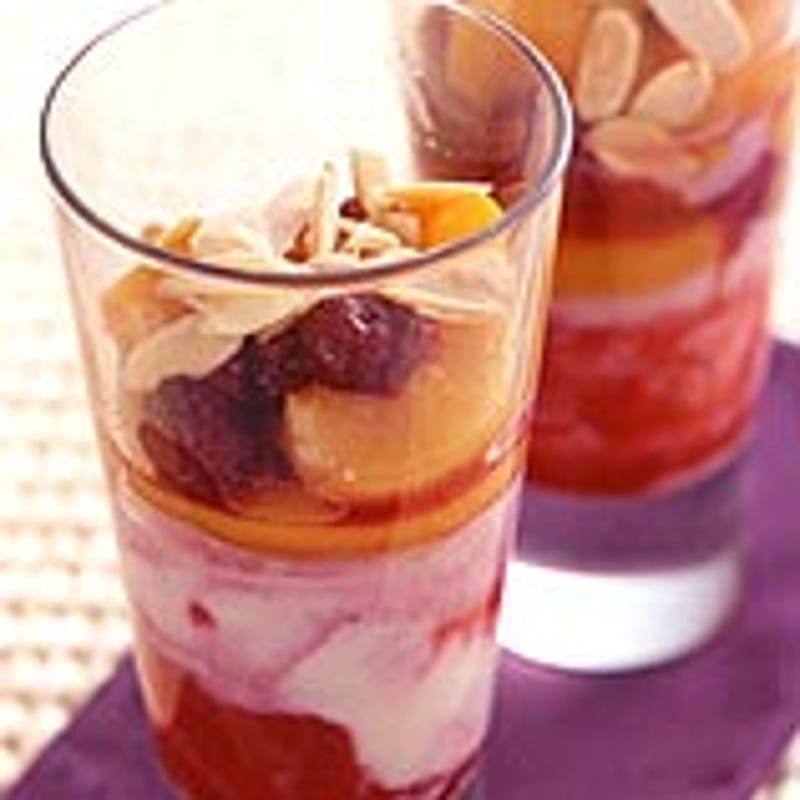 Photo of Peach-berry compote with yogurt and almonds by WW