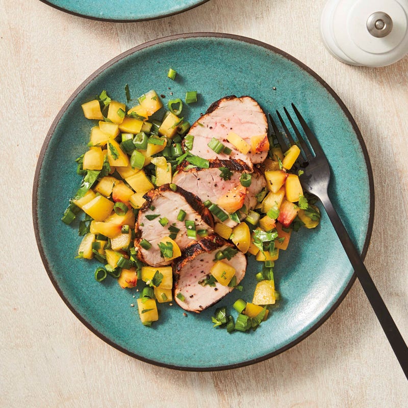 Grilled pork with nectarine salsa