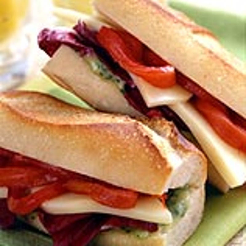 Photo of Mozzarella, red pepper, and pesto sandwich by WW