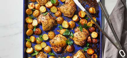 Greek lemon-chicken thighs and potatoes