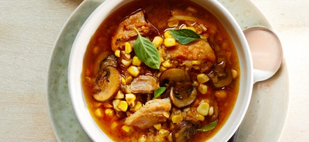 Slow cooker chicken thighs with chile and corn stew