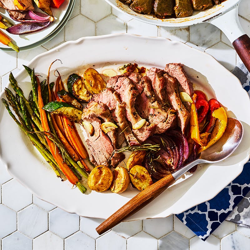 Rosemary roast lamb with Mediterranean vegetables