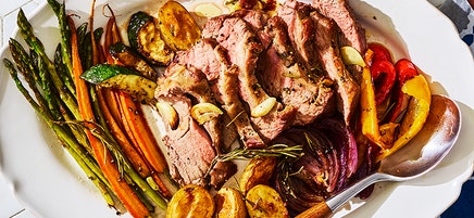 Rosemary roast lamb with Mediterranean vegetables