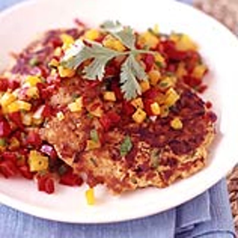 Photo of Salmon cakes with fiery bell pepper salsa by WW