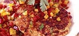 Salmon cakes with fiery bell pepper salsa