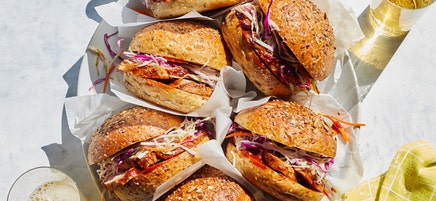 BBQ pork sandwiches with homemade slaw