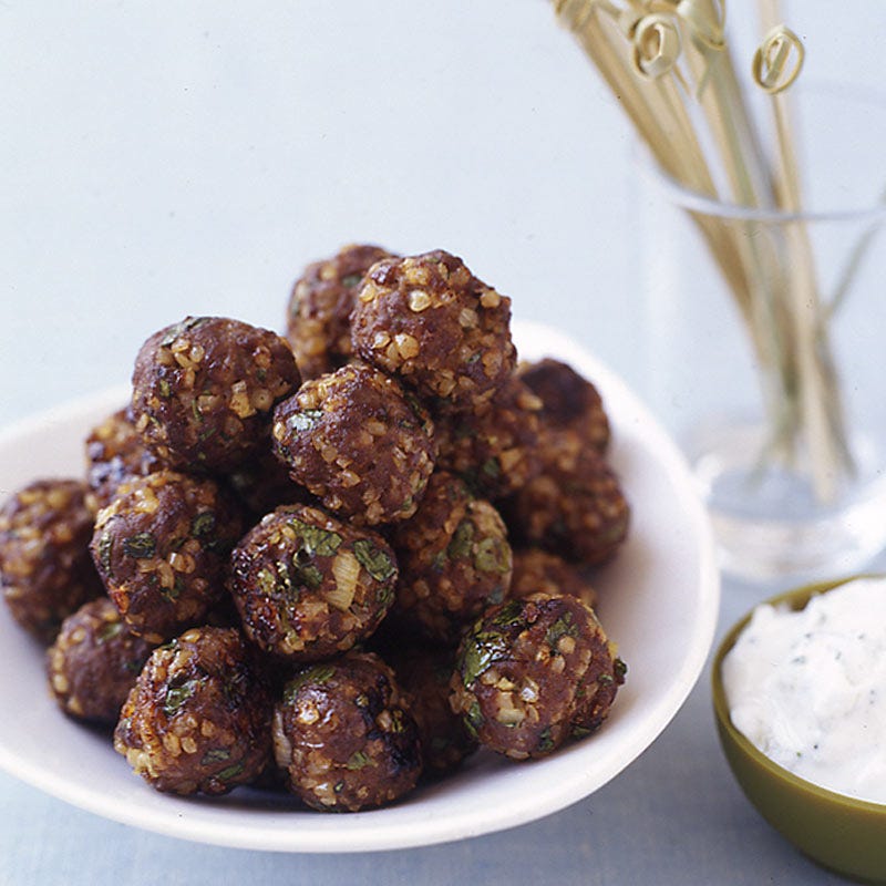Photo of Turkish meatballs with a cucumber-yogurt dipping sauce by WW