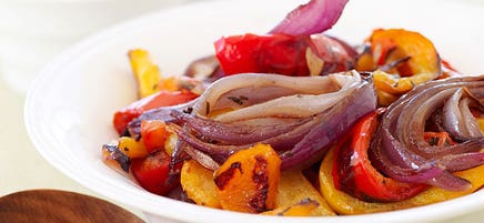 Tri-Color Roasted Peppers and Red Onions