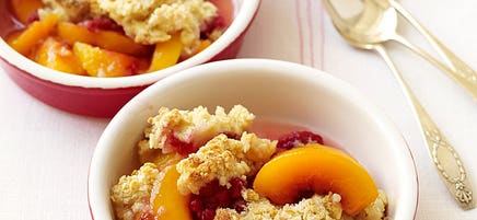Raspberry-peach cobbler