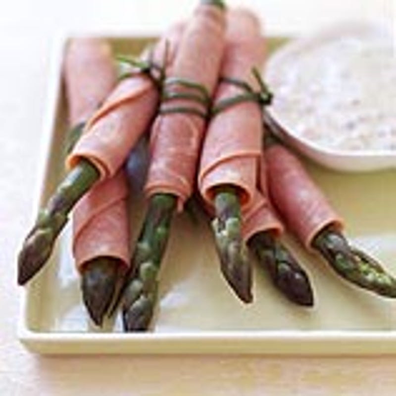 Photo of Ham and asparagus rolls with creamy salsa dip by WW