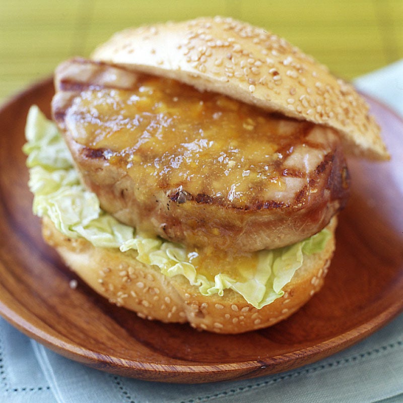 Photo of Tuna-steak burgers with orange-ginger sauce by WW