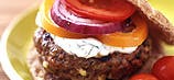 Feta-stuffed turkey burgers with minted-yogurt sauce