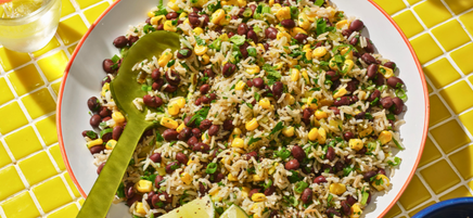 Brown rice salad with black beans and corn