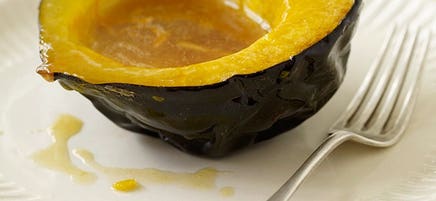 Roasted acorn squash with orange-ginger dressing