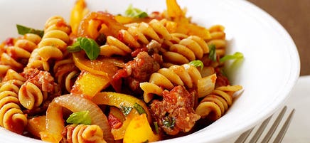 Italian turkey sausage and pepper pasta