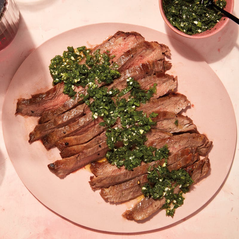 Flank steak with chimichurri sauce