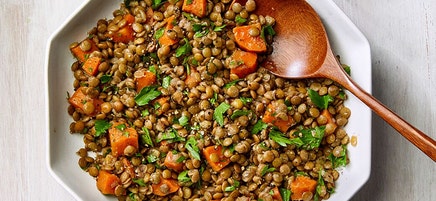 Warm green lentils