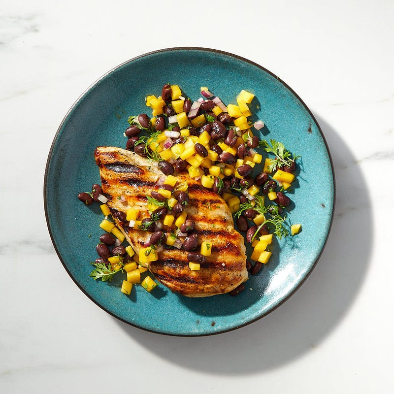 Grilled Cuban Chicken with Black Bean and Mango Salsa