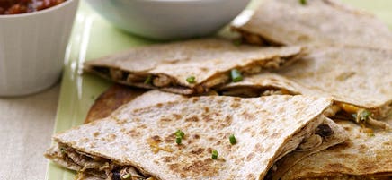Chicken and cheese quesadillas with black beans