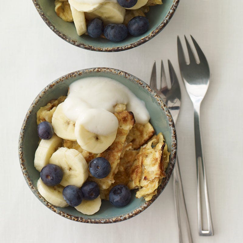 Photo of Matzo brei with bananas and yogurt by WW
