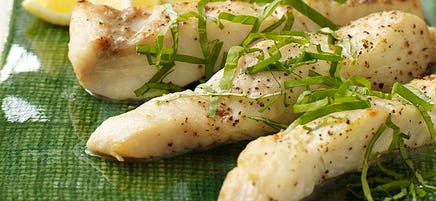 Broiled halibut with lemon and herbs