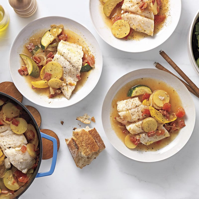 Dutch-oven steamed cod