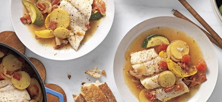 Dutch-oven steamed cod