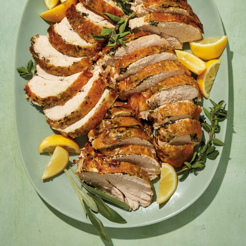 Roast turkey breast with garlic & herbs