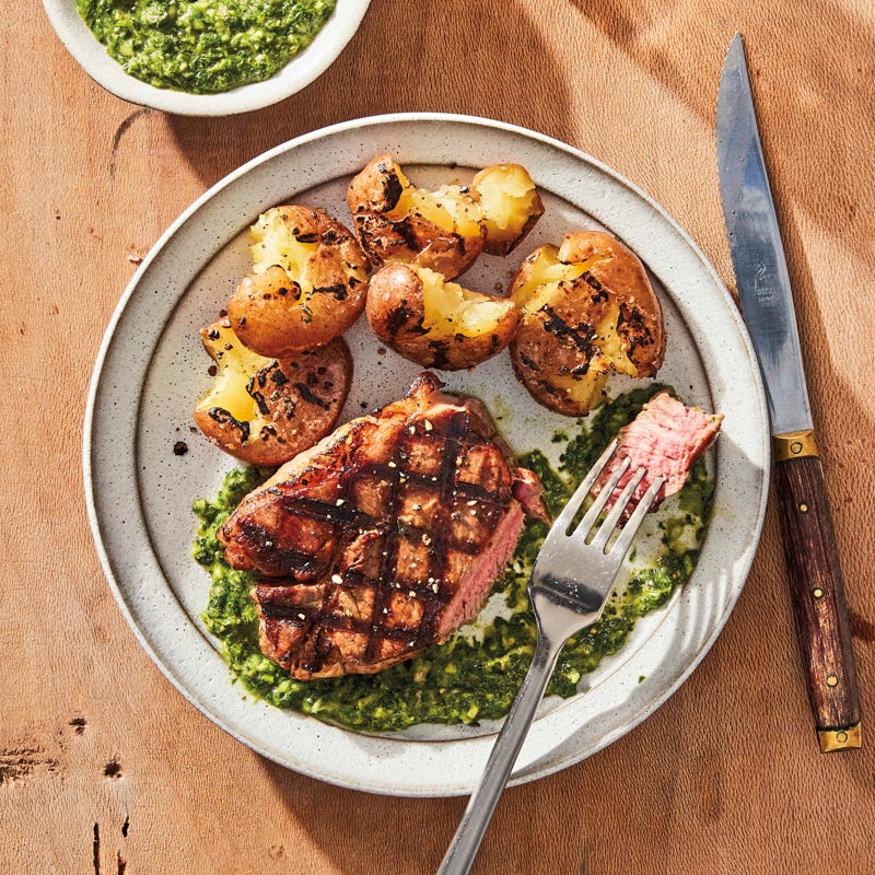 Grilled lamb chops with lemon-mint pesto