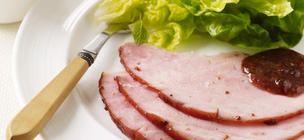 Raspberry-mustard glazed ham