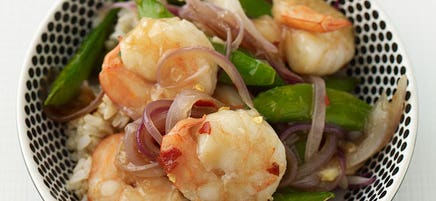 Asian skillet shrimp and sugar snap peas