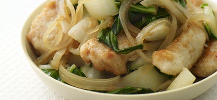 Sesame chicken and bok choy stir-fry