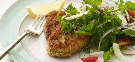 Chicken Milanese with arugula salad