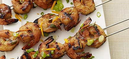 Smoky orange-bbq shrimp skewers