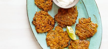 Santa Fe sweet potato and zucchini latkes