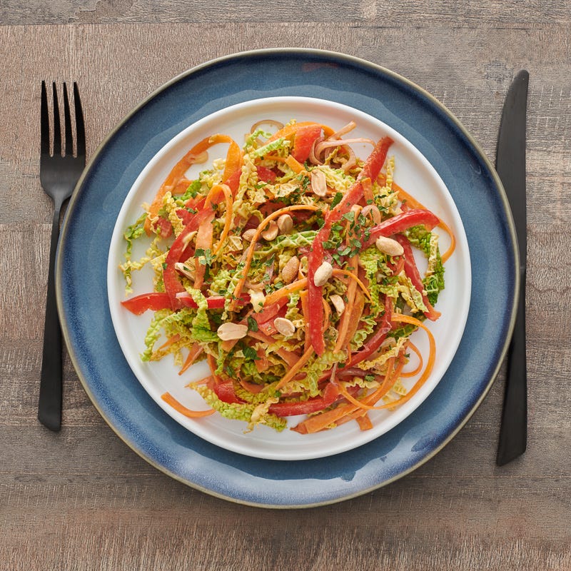 Photo of Crispy Asian slaw with blender peanut sauce by WW