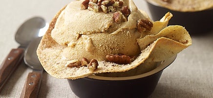 Pumpkin ice cream in homemade ice cream bowls