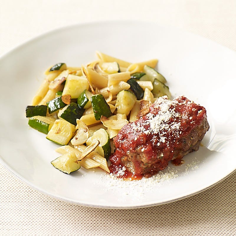 Photo of Mini Italian meatloaves with penne and sautéed zucchini by WW