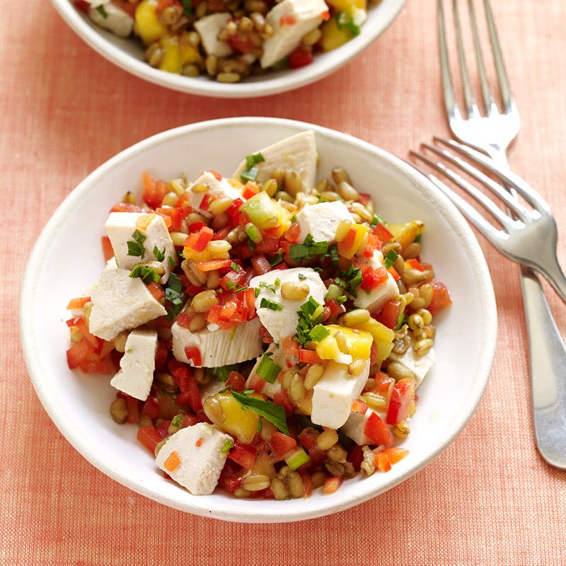 Photo of Freekeh salad with chicken, peaches and tarragon by WW