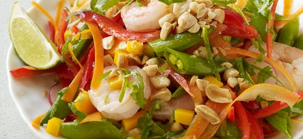 Malaysian shrimp and vegetable salad with mango, peanut, and lime