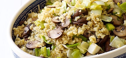 Quinoa with leeks and mushrooms