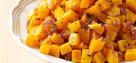 Maple butternut squash with crispy pancetta