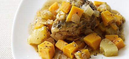Slow cooker jerk-chicken with sweet potato and pineapple