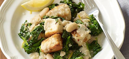 Chicken with broccoli rabe and white beans