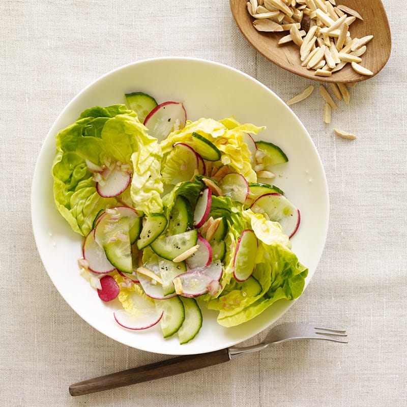 Photo of Bibb lettuce, cucumber, and radish salad by WW