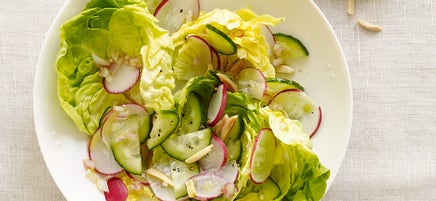 Bibb lettuce, cucumber, and radish salad