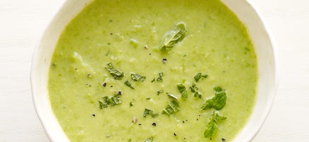 Green pea soup with yogurt and mint