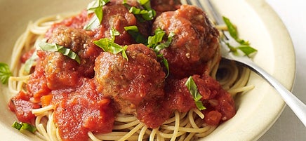 Super–easy spaghetti and meatballs